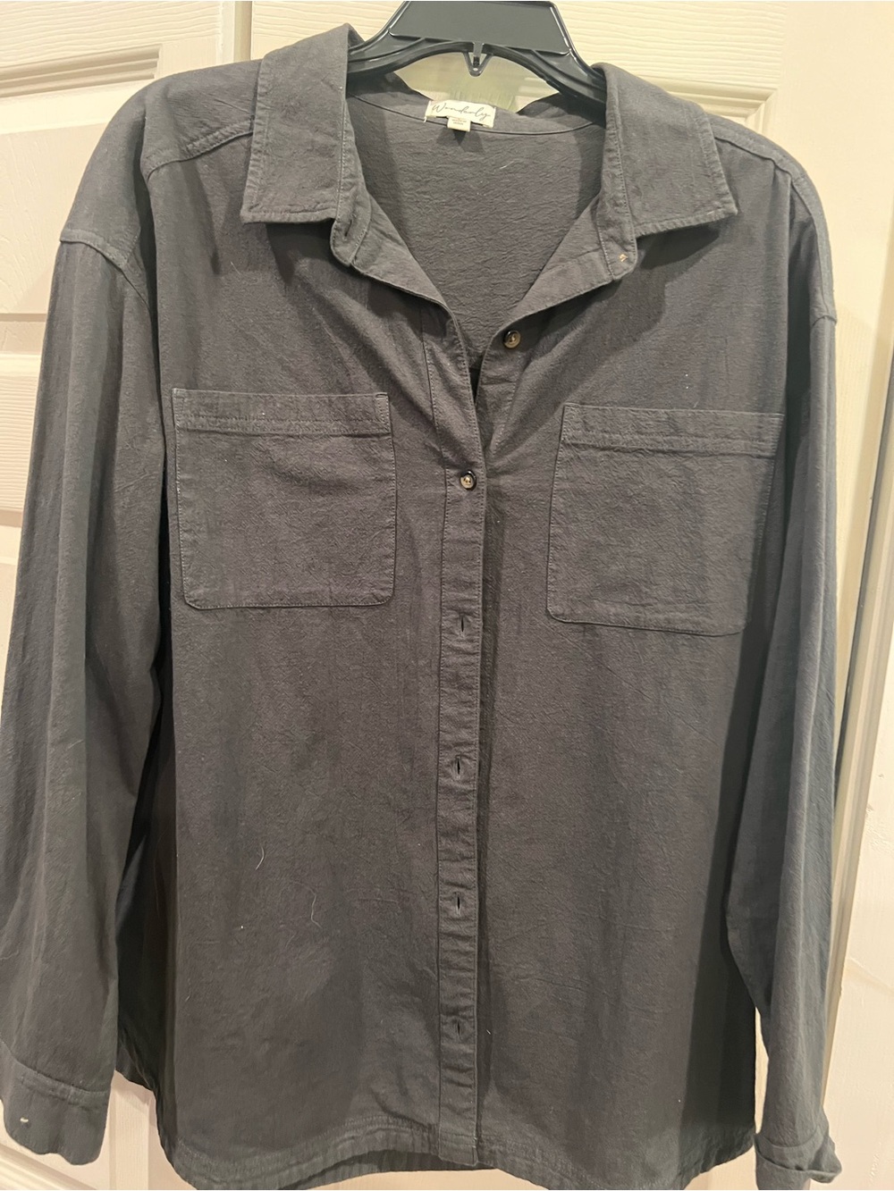 Wonderly Dark Gray Lightweight Button-Front Shirt Jacket
